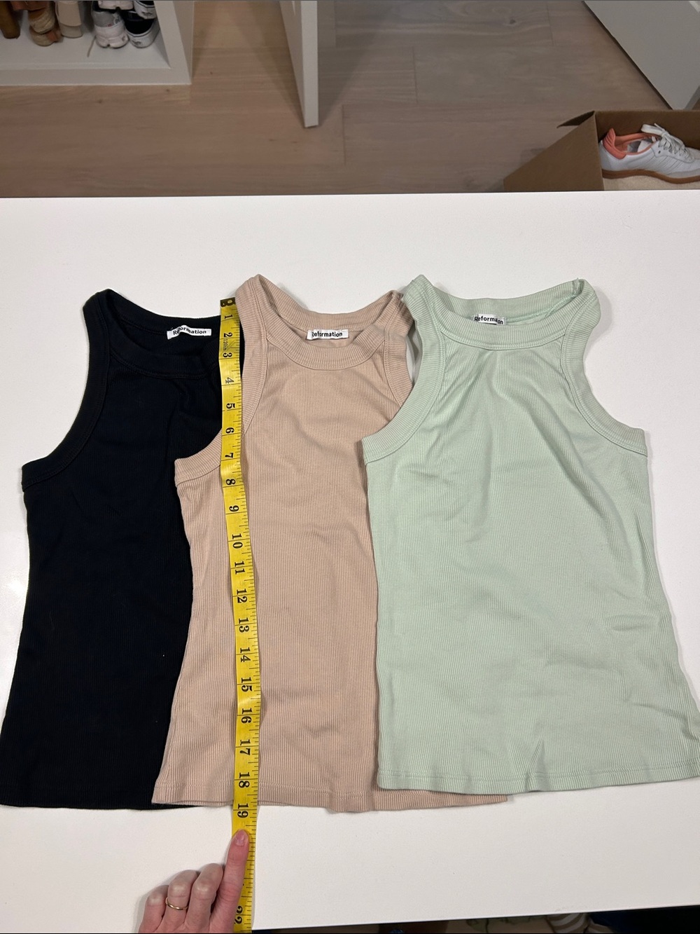 Reformation | Ribbed Tank Tops in Black, Beige, Mint
